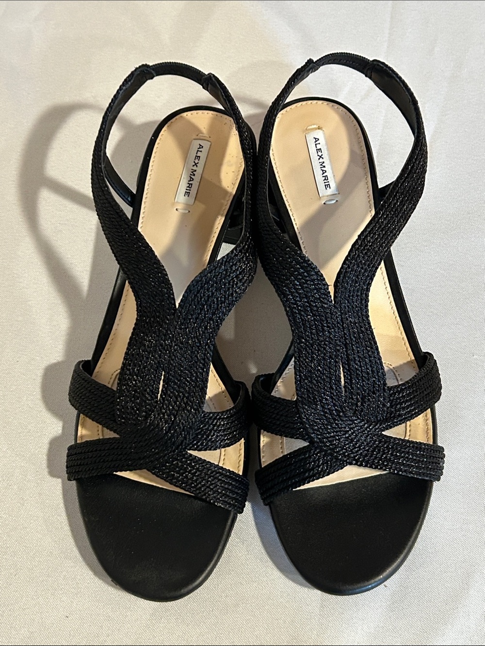 Alex Marie Black Braided Slingback Sandals